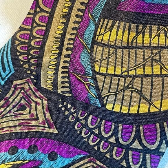 Scenario vibrant statement gold violet teal black silk tie - Picture 3 of 3